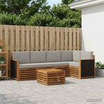vidaXL Ensemble de canapés d'extérieur 5 pc Naturel et gris clair