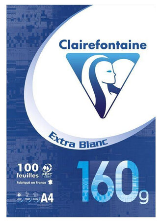 Clairefontaine Ramette 100 Feuilles Extra Blanc 160g Format A4 (lot de 2)