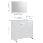 vidaXL Ensemble de meubles de bain 3Pièces Blanc brillant Bois ingénierie
