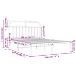 vidaXL Cadre de lit métal sans matelas et tête de lit blanc 140x200 cm