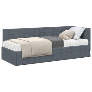 vidaXL Cadre de lit d'angle avec matelas 2 Pièces Gris Velours