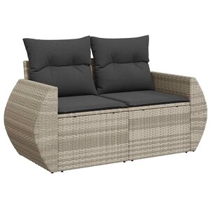 vidaXL Canapé de jardin 2 places et coussins gris clair résine tressée