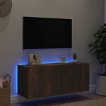vidaXL Meuble TV mural avec lumières LED chêne fumé 100x35x41 cm
