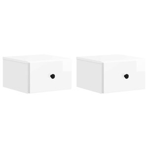 vidaXL Cabinet de chevet mural 2 Pièces Blanc brillant 34 5 x 33 x 20 cm