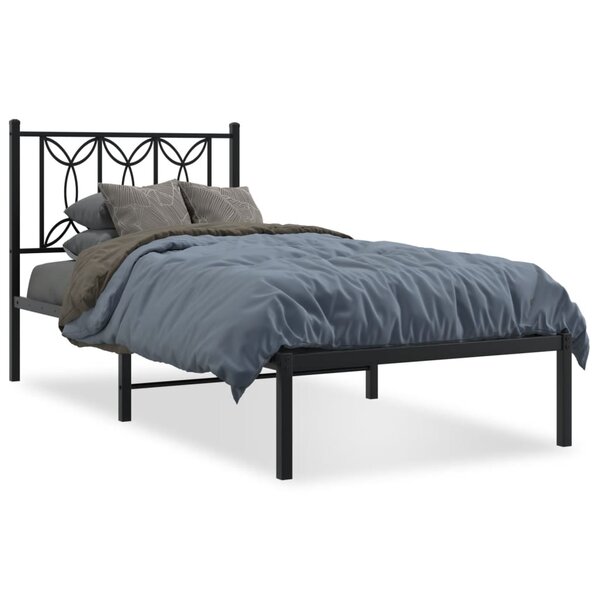 vidaXL Cadre de lit métal sans matelas avec tête de lit noir 80x200 cm