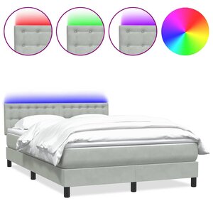 vidaXL Sommier à lattes de lit et matelas gris clair 140x210cm velours