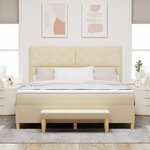 vidaXL Lit à ressorts avec matelas Crème 180 x 200 cm tissu