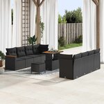 vidaXL Ensemble de canapé de jardin 11 Pièces Noir polyrotin