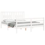 vidaXL Cadre de lit avec tête de lit blanc 160x200 cm bois massif