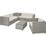 Tectake Canapé de jardin PISE 5 places avec coffre de rangement, variante 2 - gris clair