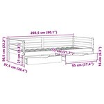 vidaXL Lit de jour avec tiroirs sans matelas 90x200 cm bois massif