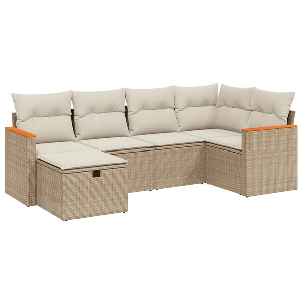 vidaXL Salon de jardin avec coussins 6 Pièces beige résine tressée