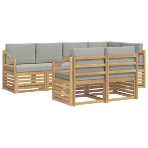 vidaXL Ensemble de canapés d'extérieur 7 pc Blanc et gris clair