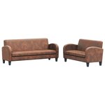 vidaXL Ensemble de canapés 2 Pièces Daim synthétique Marron