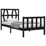 vidaXL Cadre de lit sans matelas noir bois de pin massif