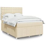 vidaXL Sommier à lattes de lit avec matelas Crème 140x200 cm Tissu