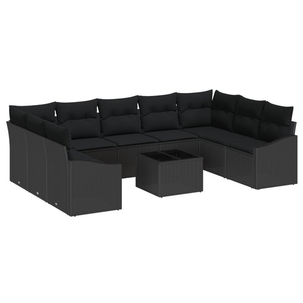 vidaXL Ensemble de salle à manger de jardin 10 pièces avec coussins en rotin poly beige.