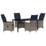 vidaXL Ensemble table et chaises avec coussin 5 Pièces Gris Rotin PE