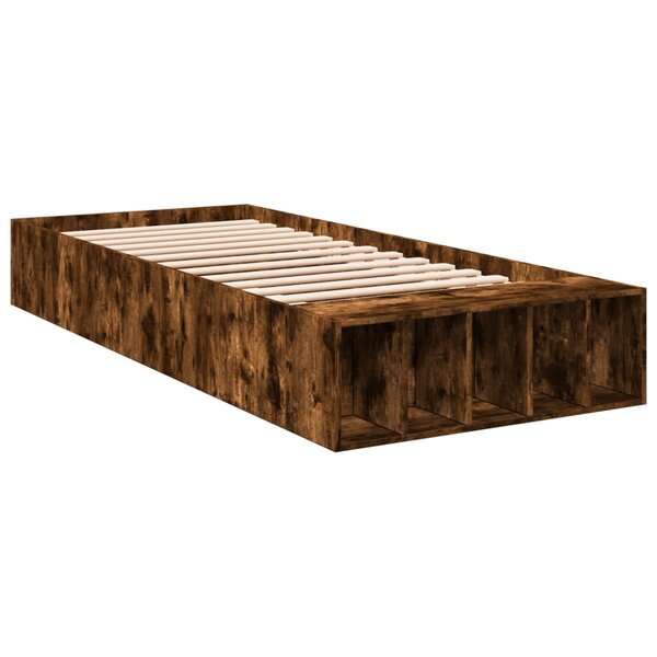 vidaXL Cadre de lit chêne fumé 90x200 cm bois d'ingénierie