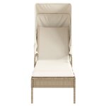 vidaXL Chaises longues lot de 2 avec auvents et table beige poly rotin