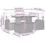 vidaXL Ensemble de Salle à Manger de Jardin de 5 Pièces avec Coussins Noir Rattan Poly Acacia