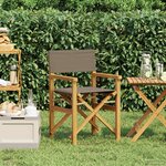 vidaXL Chaise de directeur Marron et taupe Bois de teck massif