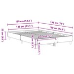 vidaXL Cadre de lit Chêne noir 135 x 190 cm Bois d'ingénierie