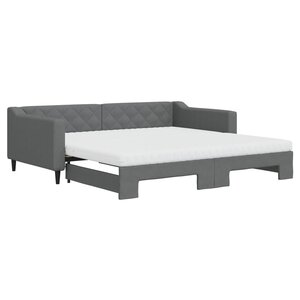 vidaXL Lit de jour avec gigogne et matelas gris foncé 100x200 cm tissu
