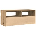 vidaXL Meuble TV avec lumières LED chêne artisanal bois d'ingénierie