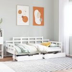 vidaXL Lit de jour et tiroirs sans matelas blanc 80x200 cm bois massif
