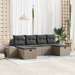 vidaXL Ensemble de canapé de jardin avec coussin 6 Pièces Gris Poly rotin