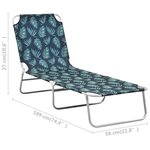 vidaXL Chaise longue pliable acier et tissu motif de feuilles