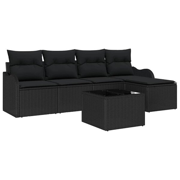 vidaXL Ensemble de canapé de jardin 6 Pièces Beige Poly rotin