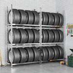 vidaXL Porte-pneus à 3 niveaux 2 Pièces Argenté 110x40x200 cm Acier
