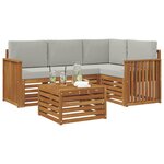vidaXL Ensemble de canapés d'extérieur 5 Pièces Gris Naturel et Clair