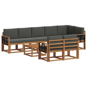 vidaXL Ensemble de canapés d'extérieur 9 pc Naturel et Anthracite