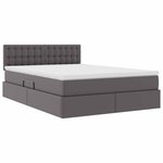 vidaXL Lit avec rangement et LED Gris 140 x 200 cm Cuir synthétique
