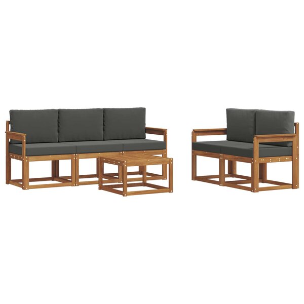 vidaXL Ensemble de canapés d'extérieur 6 pc Naturel et Anthracite