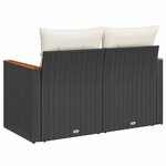 vidaXL Canapé de jardin avec coussins 2 places noir résine tressée