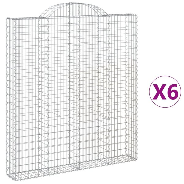 vidaXL Paniers à gabions arqués 6 Pièces 200x30x220/240 cm fer galvanisé