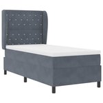 vidaXL Lit à ressorts avec matelas Gris foncé 200 x 90 cm Polyester
