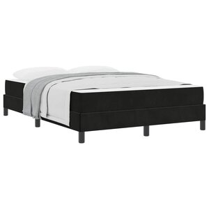 vidaXL Lit à ressorts avec matelas Noir 160 x 220 cm tissu