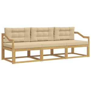 vidaXL Ensemble de canapés d'extérieur 3 Pièces Blanc et Beige Polyester
