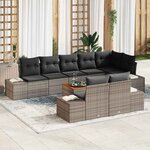 vidaXL Ensemble de canapé de jardin avec coussin 9 Pièces Gris Poly rotin