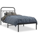 vidaXL Cadre de lit métal avec tête de lit noir 90x200 cm