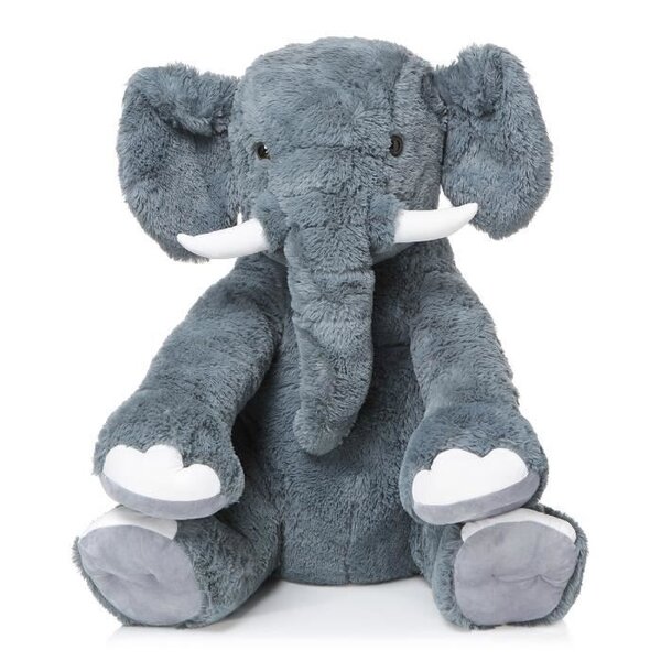 Peluche Elephant géant assis - 78 cm - gris