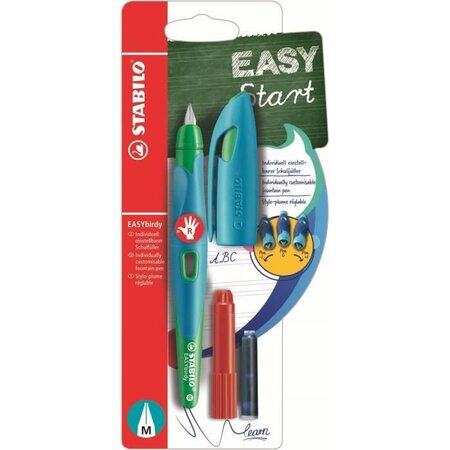 Stabilo stylo-plume easybirdy et 1 clé de réglage - bleu et vert