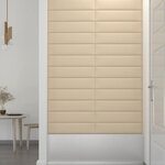 vidaXL Panneaux muraux 12 Pièces Crème 60x15 cm Tissu 1 08 m²