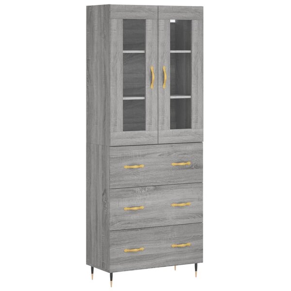 vidaXL Buffet haut Sonoma gris 69 5x34x180 cm Bois d'ingénierie