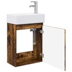 vidaXL Meuble de salle de bain avec robinet Chêne fumé